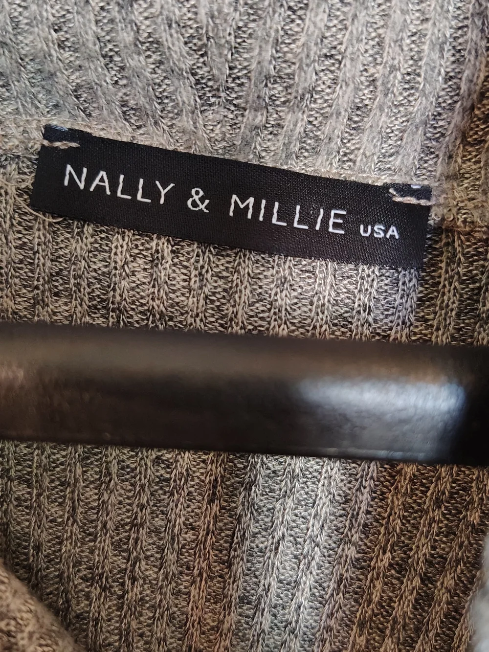 Nally & Millie Gray Ribbed Knit Sweater